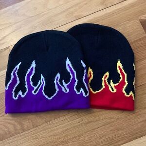 TWO flame beanies